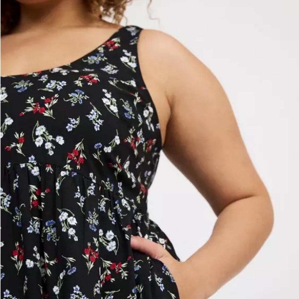 NWT- Torrid Black Floral Tiered Mini Dress – Size 2X - Picture 5 of 7